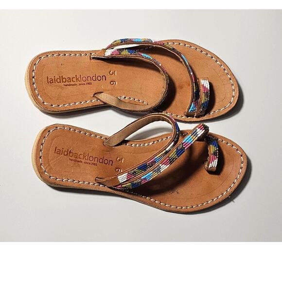 Laidback London Diani Flat Leather Sandal Retro EU 36 - Picture 3 of 6